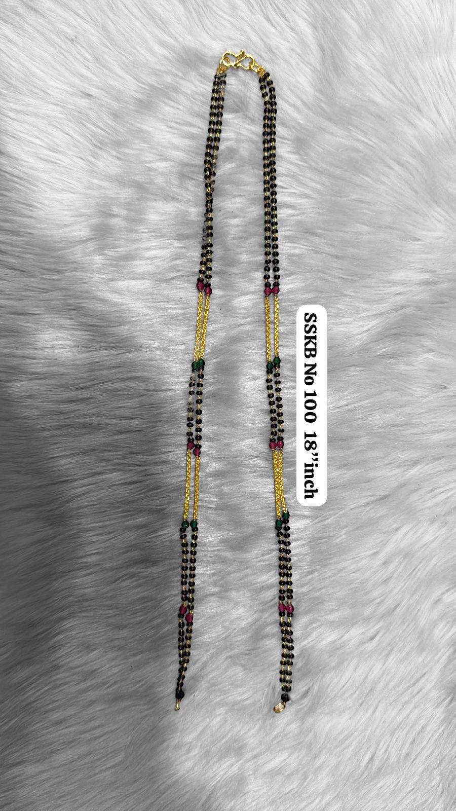 18 inch Micro Polish Fancy Mangalsutra (Ruby Green Hydro Beads design )