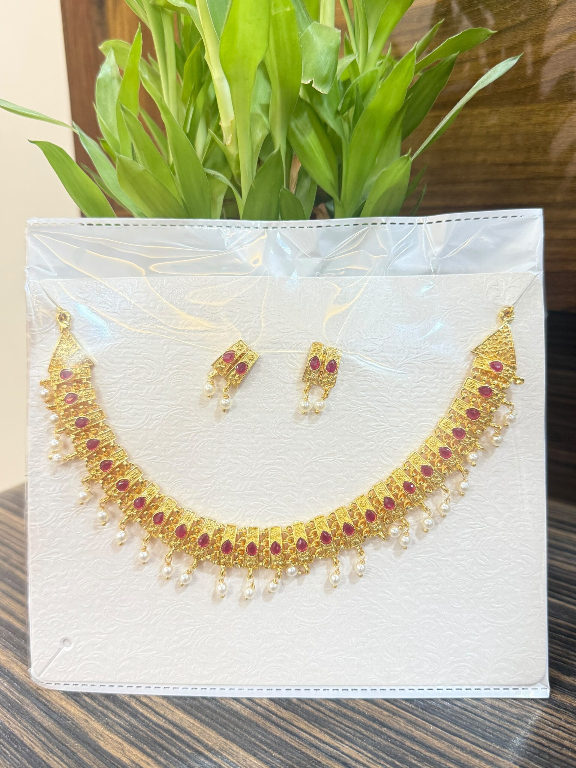 Golden Necklace Set Micro Polish (Drop Shape Design) - Image 2
