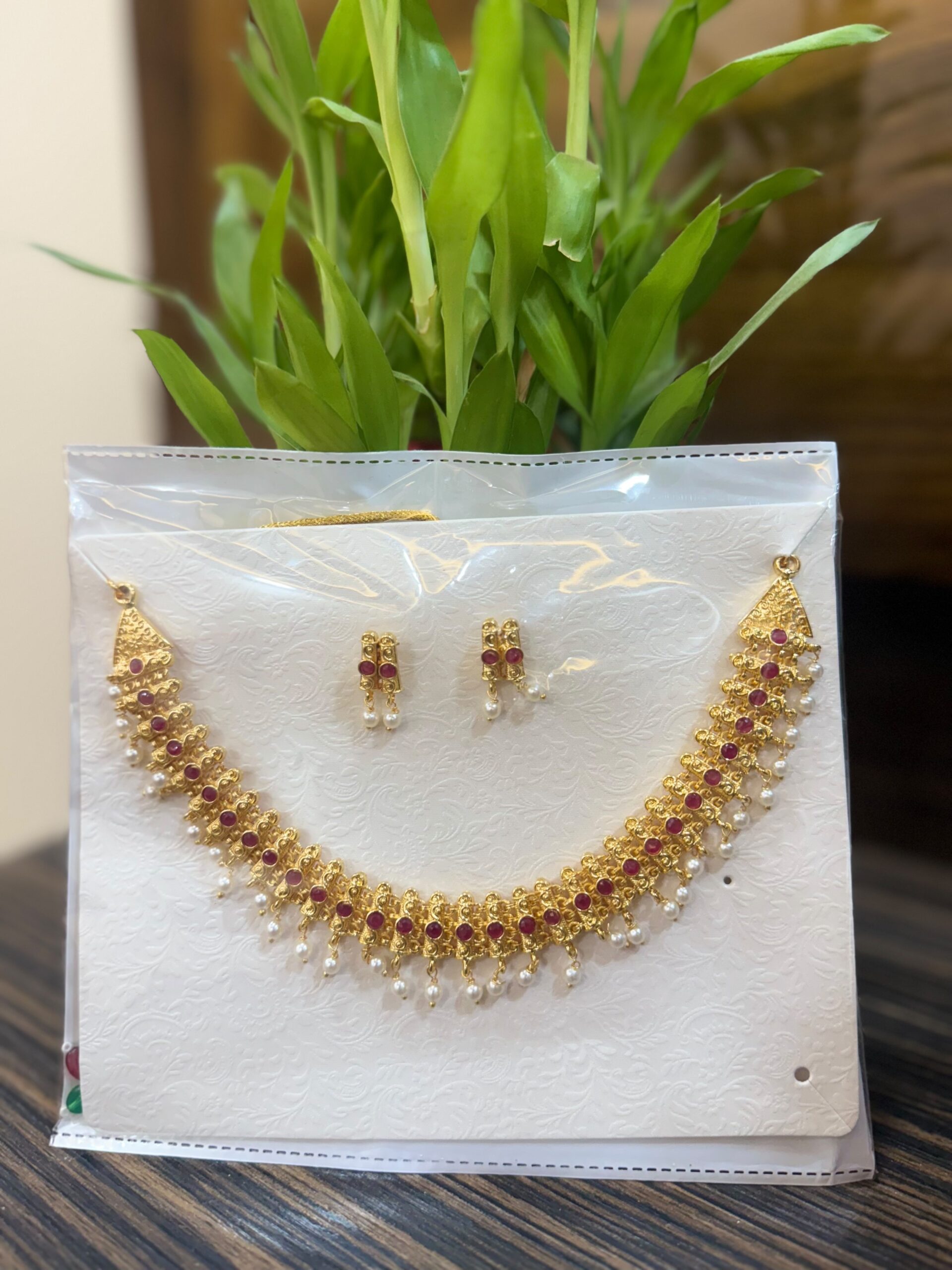 Golden Necklace Set Micro Polish (Round Shape Design) - Image 2