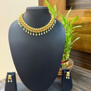 Golden Necklace Set Micro Polish (Round Shape Design)