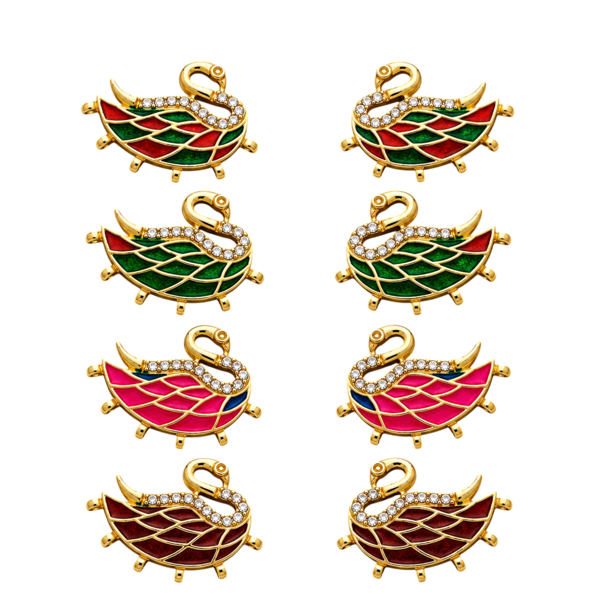 Premium Swan Design Meenakari Jewellery Connector for Necklace Making