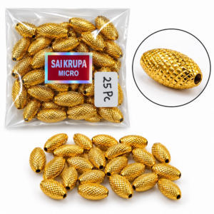 Checks Bormani Beads for Jewellery Making – Gold Finish Oval Beads